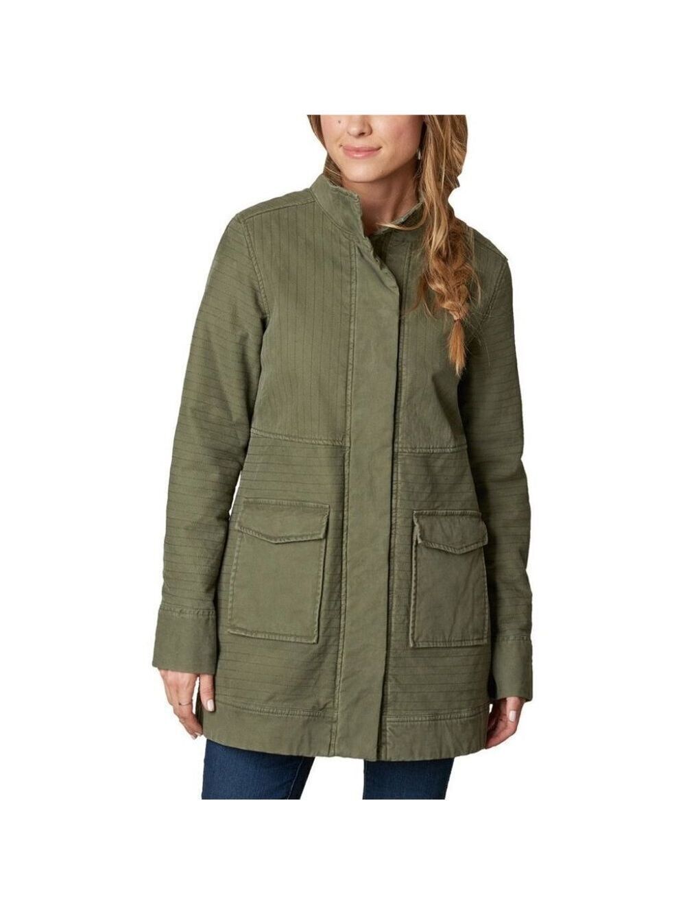 Prana Trip Military Green Plush Lined Organic Cotton Stretch Jacket Size M
